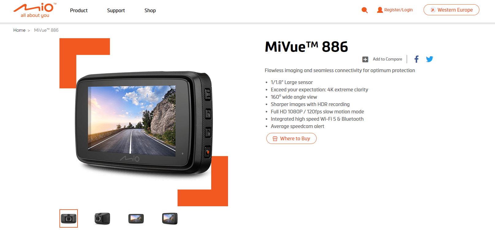 Mivue 886 Prima Cameră De Bord 4k Uhd Gps De La Mio