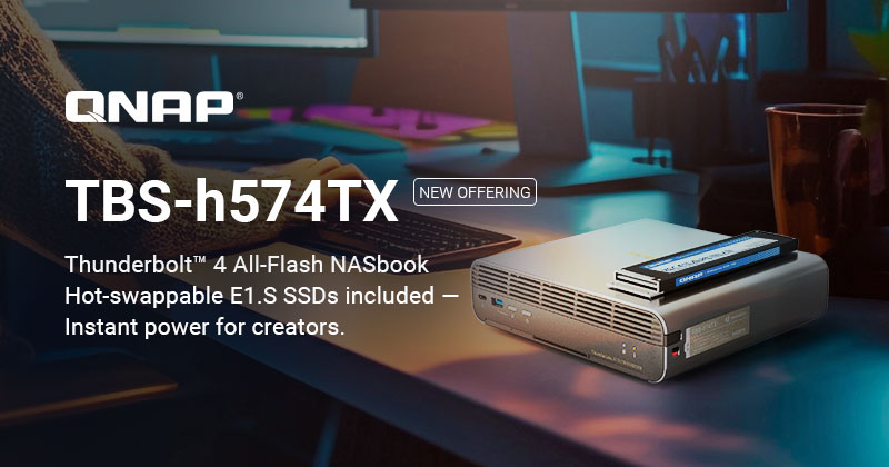 QNAP Launches All-Flash NASbook TBS-h574TX with Pre-installed Enterprise E1.S SSDs for Combined Performance and Reliability