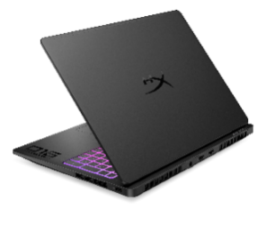 A black computer with a purple keyboardAI-generated content may be incorrect.